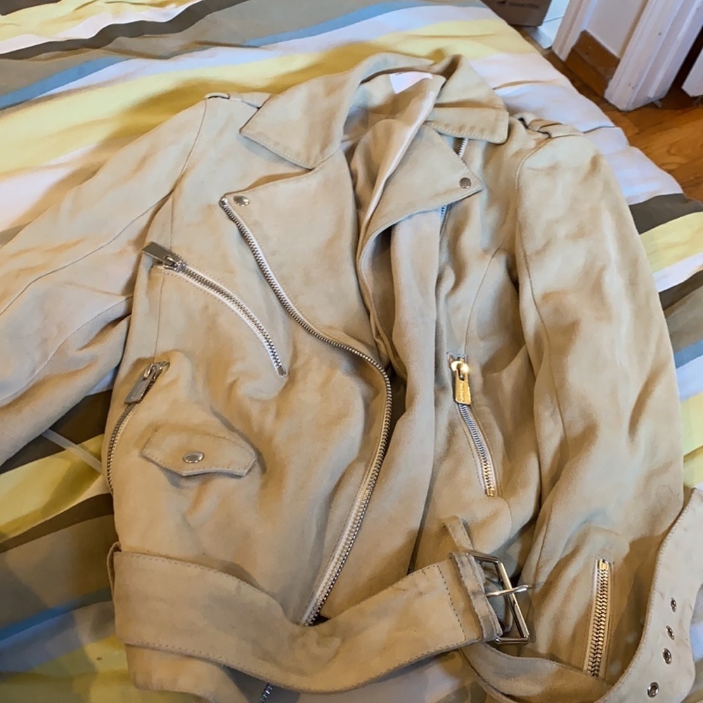 Anine Bing / suede leather  beige biker Benjamin Moto Jacket XS - Picture 6 of 9